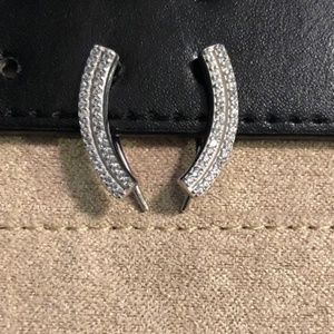 Silver Crescent Pave Ear Pins